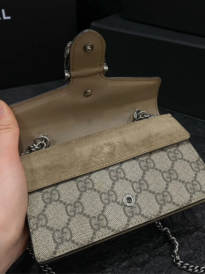 Gucci Supermini Monogram Dionysus Beige Crossbody Bag