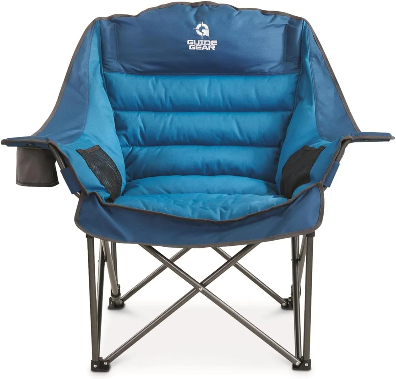 Guide Gear Oversized Extra Large Padded Camping Chair, Portable, Folding, Large Camp Lounge Beach Chairs for Outdoor, Adults, Men and Women, Heavy-Duty 400 Pound Capacity, with Cup Holder