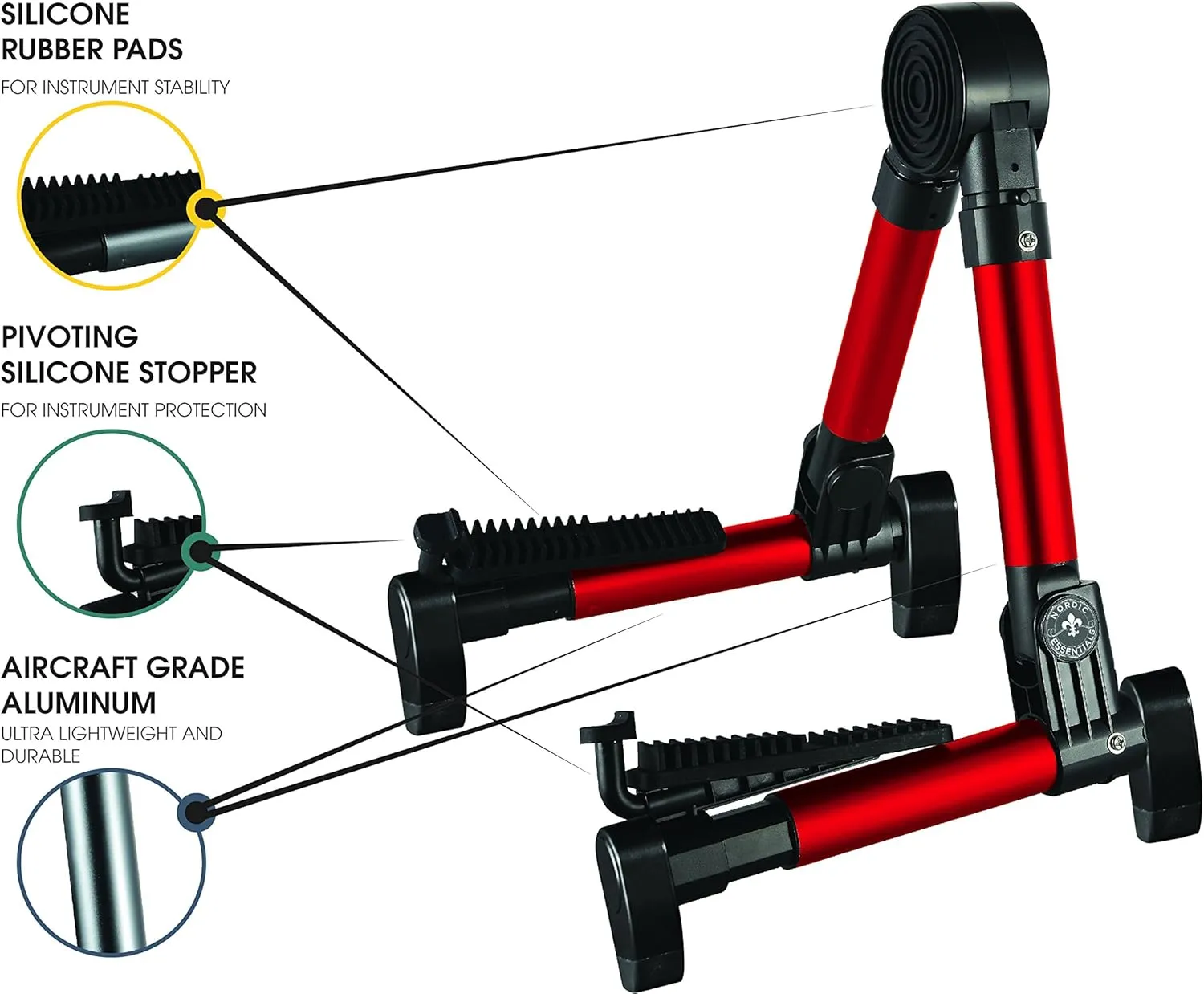 Guitar Stand for Acoustic/Electric/Classical Guitars and Violin, Ukulele, Bass, Banjo - Folding, Portable and Lightweight - for Concert & Travel
