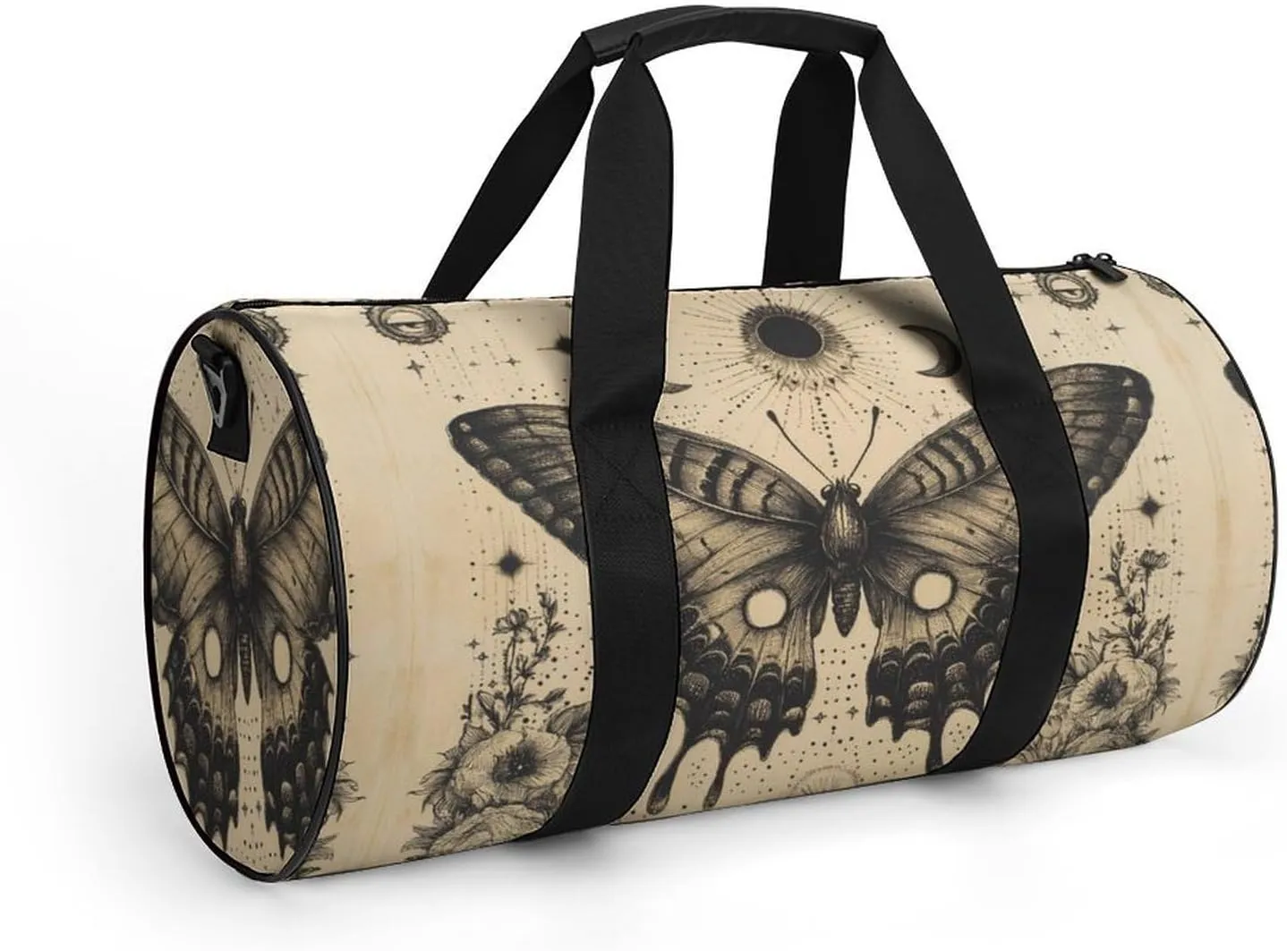 Gym Bag for Men Women Lightweight Sports Duffle Bag with Multiple Compartments Cylindrical Gym Bag for Fitness Travel And Outdoor Activities Ater Resistant Yoga Bag Training Bag Celestial Butterfly