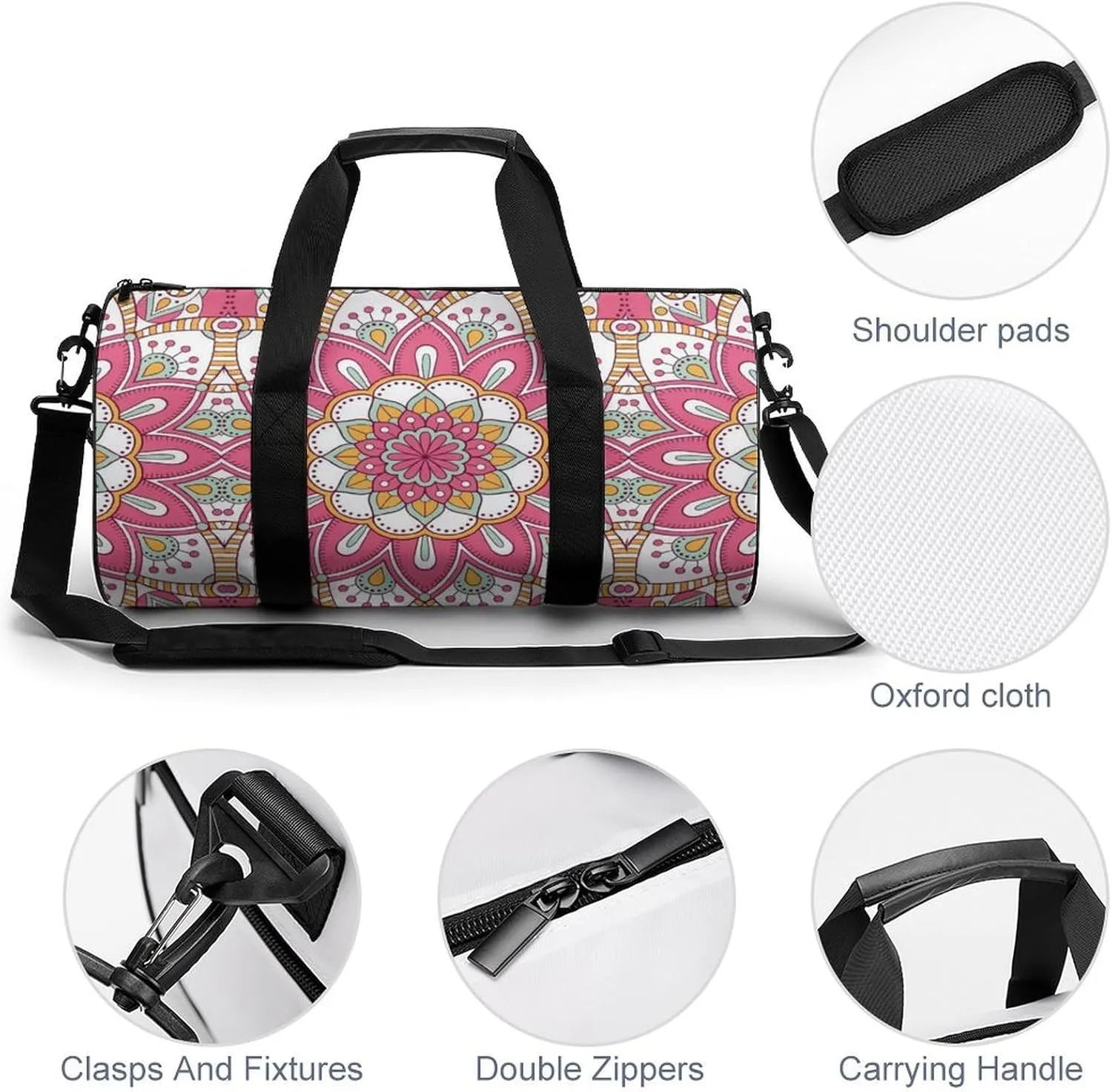Gym Bag for Men Women Lightweight Sports Duffle Bag with Multiple Compartments Cylindrical Gym Bag for Fitness Travel And Outdoor Activities Ater Resistant Yoga Bag Training Bag Floral Paisley
