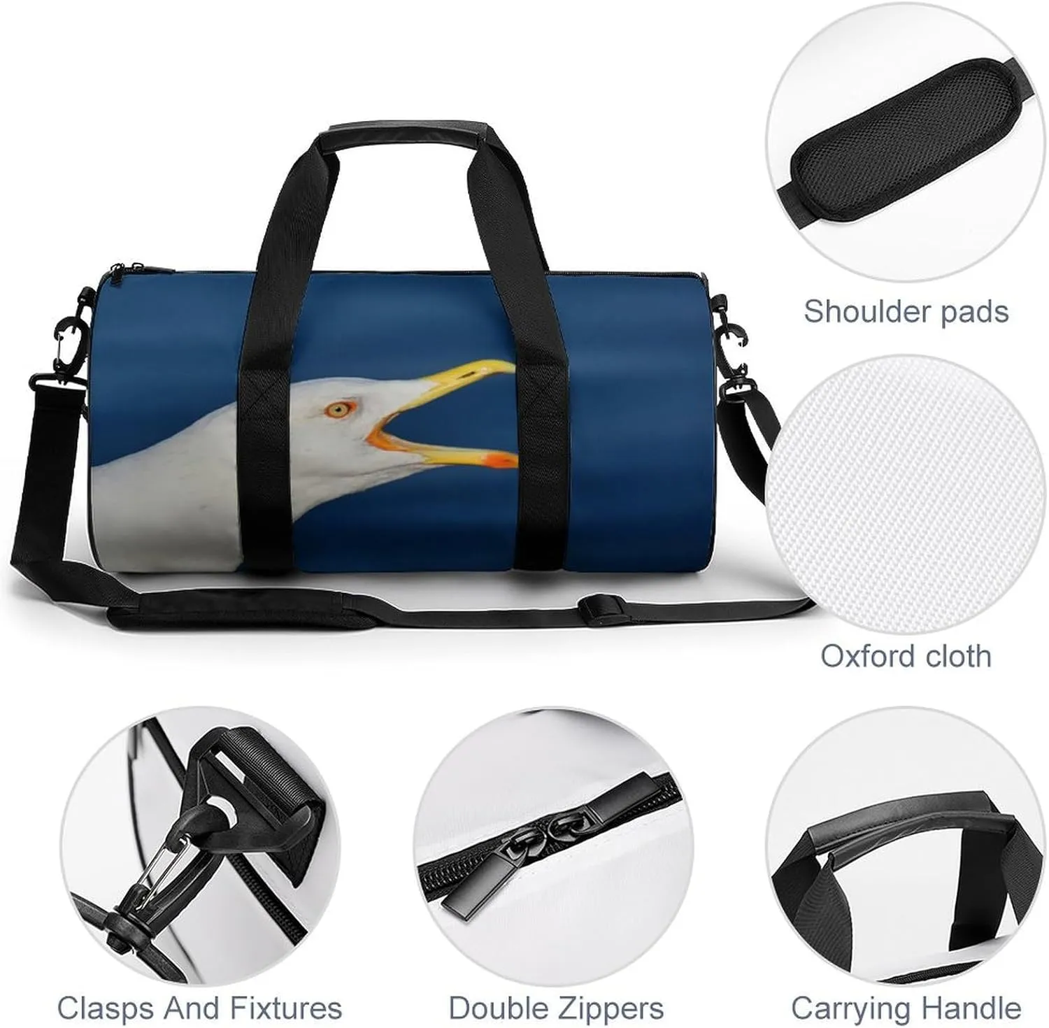 Gym Bag for Men Women Lightweight Sports Duffle Bag with Multiple Compartments Cylindrical Gym Bag for Fitness Travel And Outdoor Activities Ater Resistant Yoga Bag Training Bag Gull