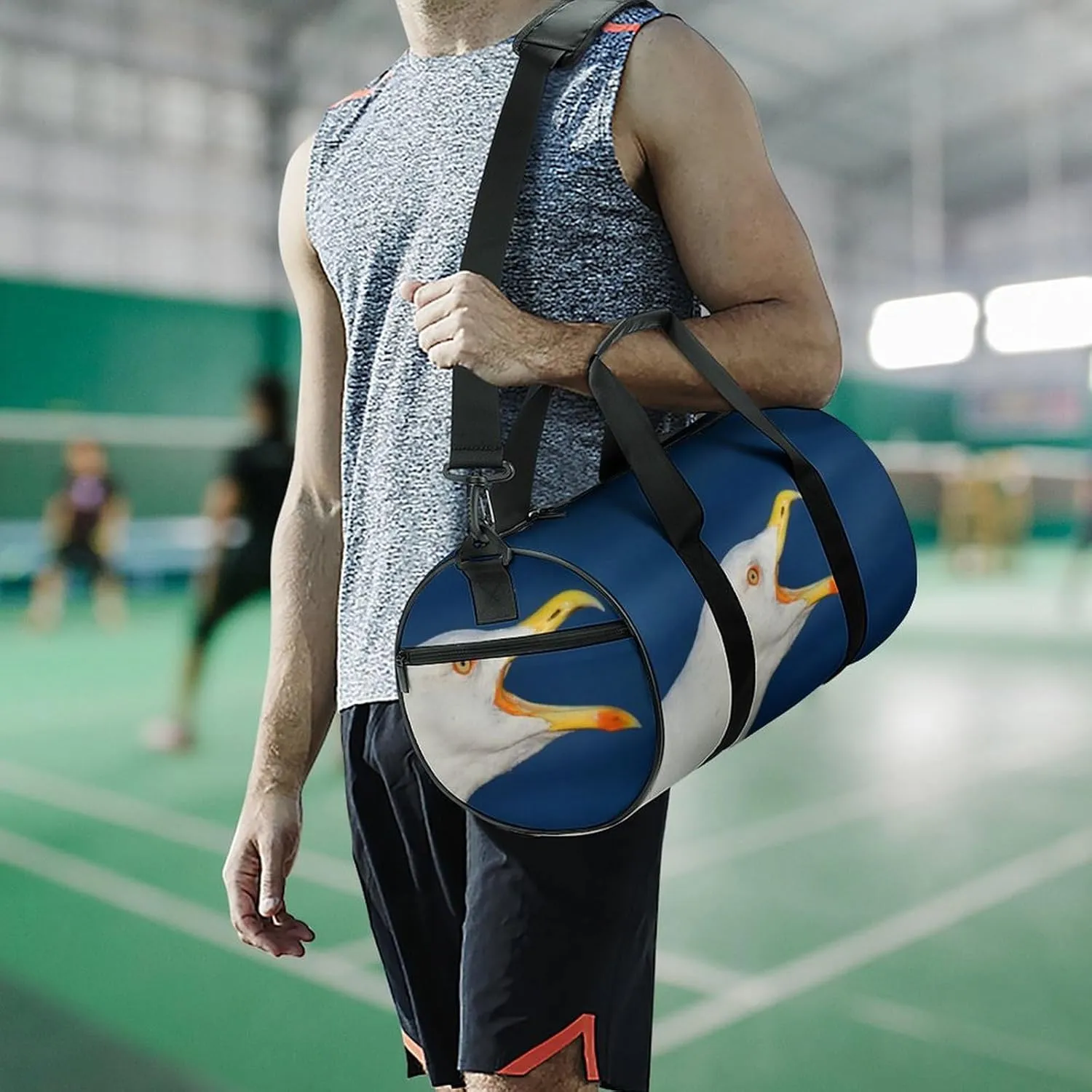 Gym Bag for Men Women Lightweight Sports Duffle Bag with Multiple Compartments Cylindrical Gym Bag for Fitness Travel And Outdoor Activities Ater Resistant Yoga Bag Training Bag Gull