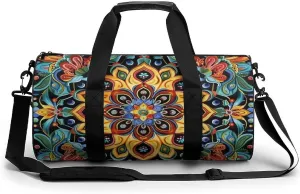 Gym Bag for Men Women Lightweight Sports Duffle Bag with Multiple Compartments Cylindrical Gym Bag for Fitness Travel And Outdoor Activities Ater Resistant Yoga Bag Training Bag Heritage Weave