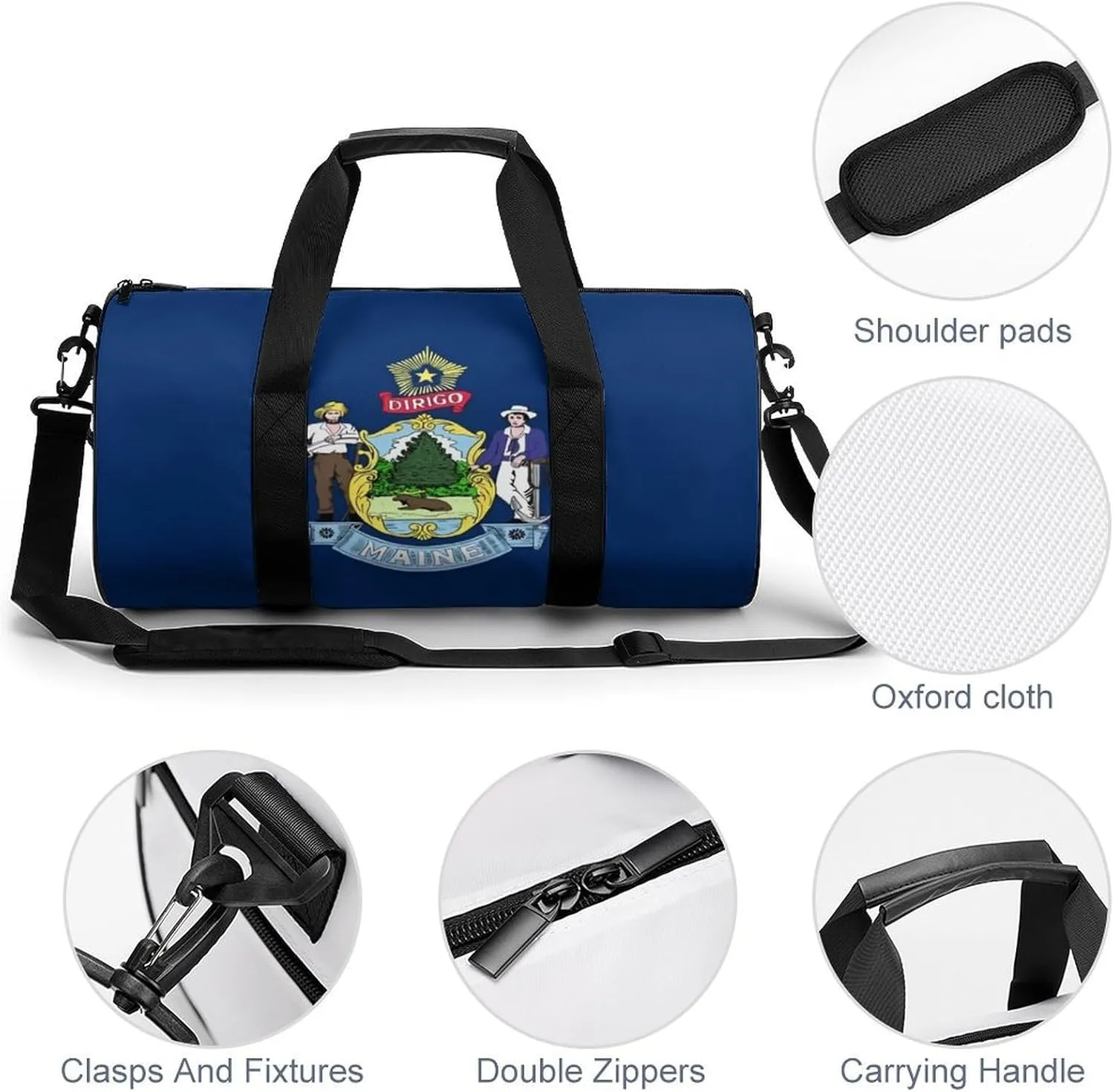 Gym Bag for Men Women Lightweight Sports Duffle Bag with Multiple Compartments Cylindrical Gym Bag for Fitness Travel And Outdoor Activities Ater Resistant Yoga Bag Training Bag Maine Crest