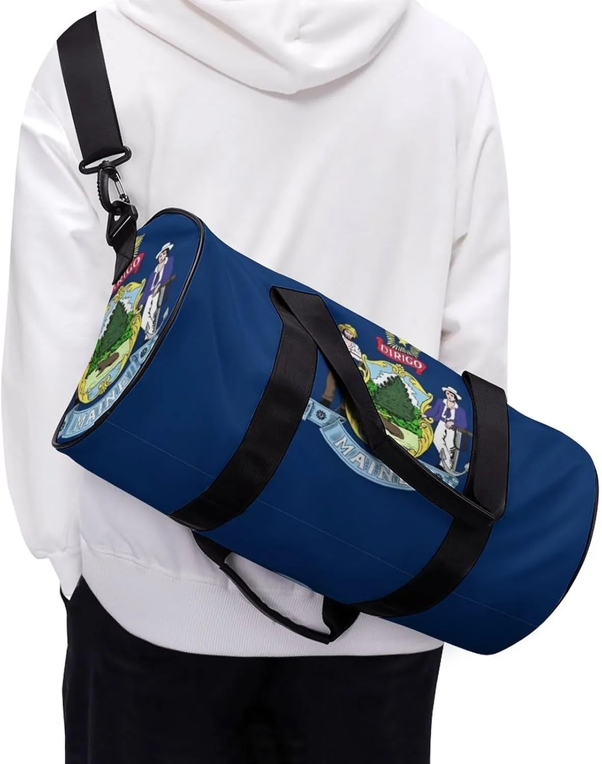 Gym Bag for Men Women Lightweight Sports Duffle Bag with Multiple Compartments Cylindrical Gym Bag for Fitness Travel And Outdoor Activities Ater Resistant Yoga Bag Training Bag Maine Crest