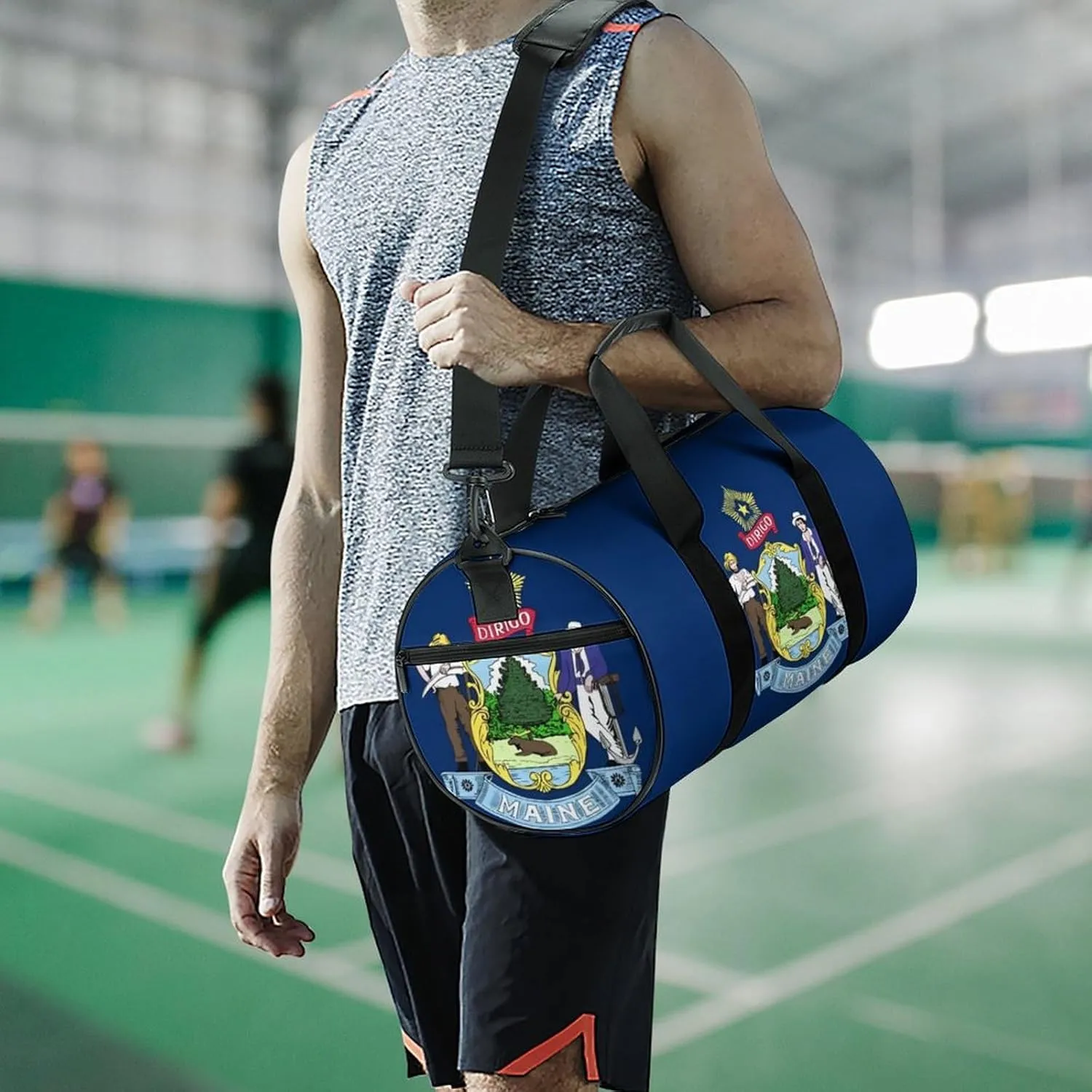 Gym Bag for Men Women Lightweight Sports Duffle Bag with Multiple Compartments Cylindrical Gym Bag for Fitness Travel And Outdoor Activities Ater Resistant Yoga Bag Training Bag Maine Crest