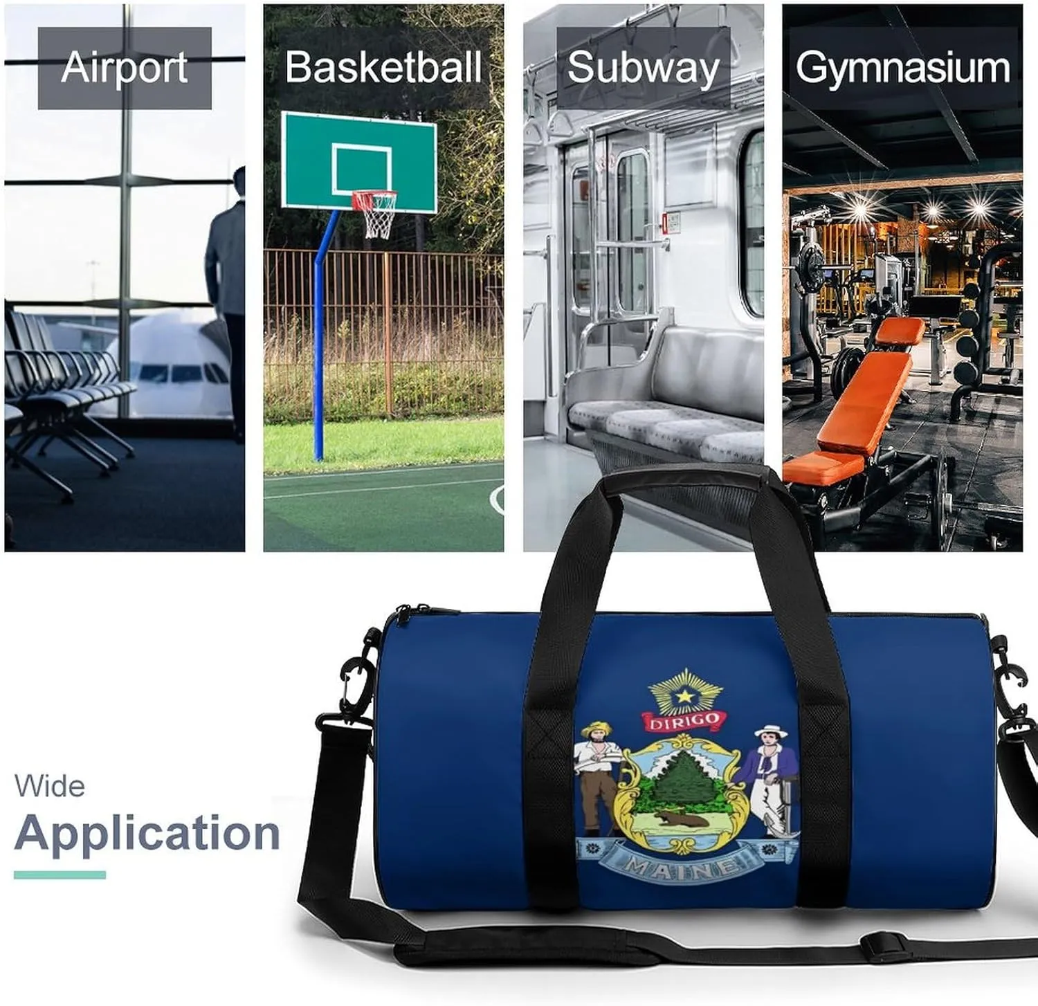 Gym Bag for Men Women Lightweight Sports Duffle Bag with Multiple Compartments Cylindrical Gym Bag for Fitness Travel And Outdoor Activities Ater Resistant Yoga Bag Training Bag Maine Crest