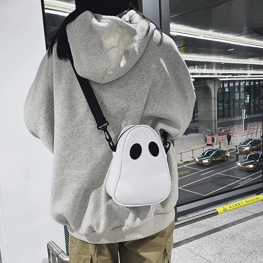 Halloween Purse Ghost Crossbody Bag for Women Men Novelty Ghost Purse Shoulder Satchel Bag Funny Halloween Accessories