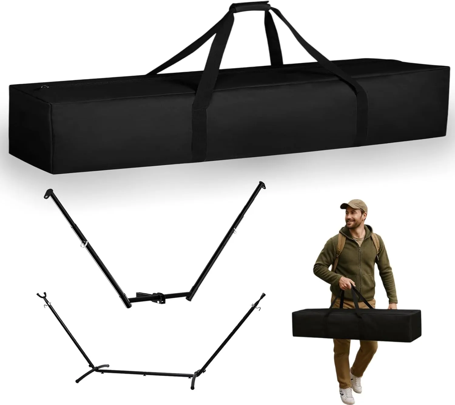 Hammock Storage Bag Heavy Duty Hammock Cover - Portable Barbecue-Tool-Sets & Steel Hammock Stand Carrying Bag 41.3''L x 10''W, Black