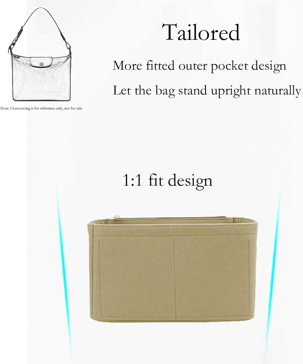 Handbag Purse Insert Organizer, Felt Purse Organizer With Zipper Pocks, Suitable for Crossbody Bags, Shoulder Bags, Handbags Bag Organizer (Beige)