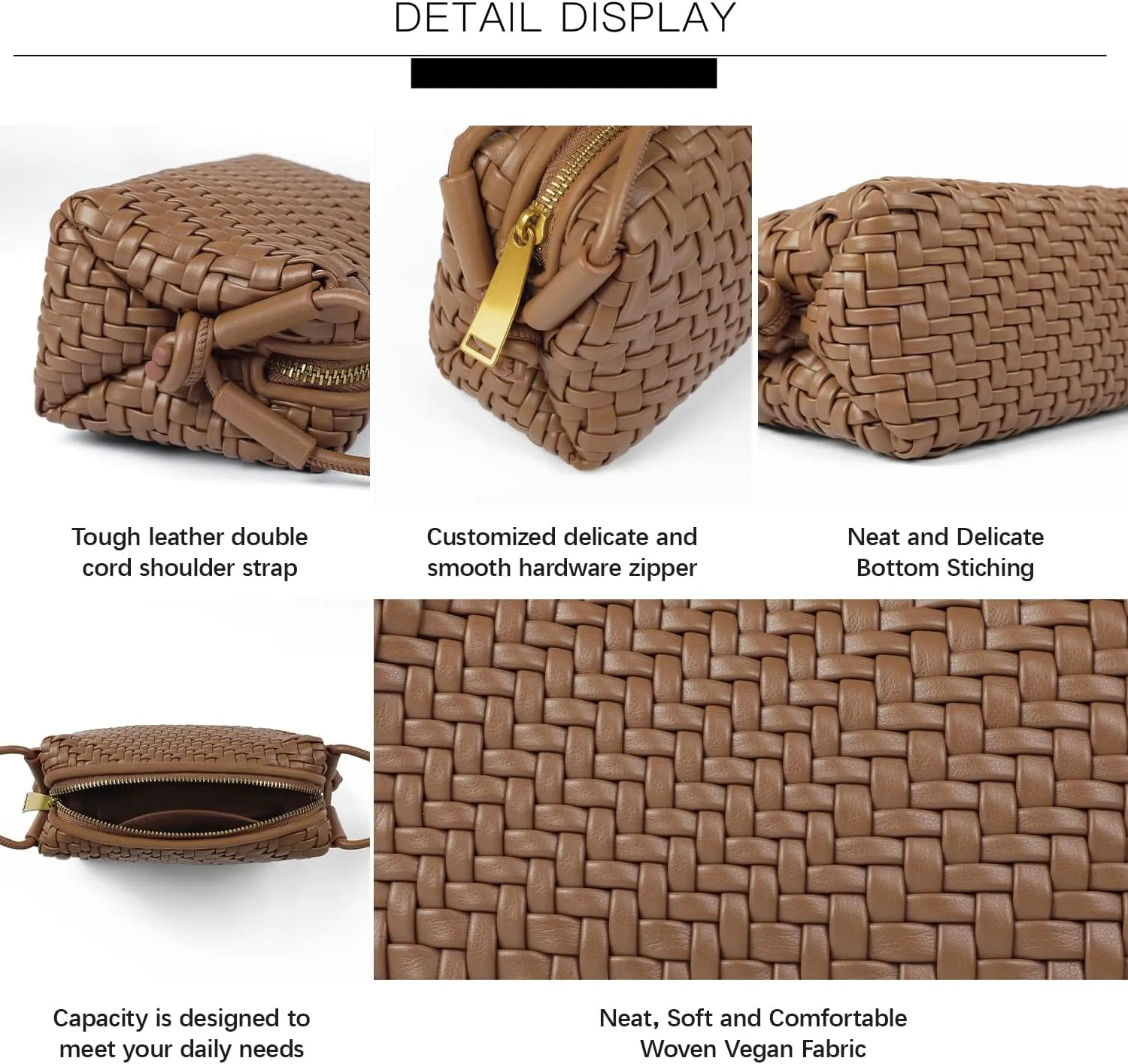 Handwoven Crossbody Bag for Women, Shoulder Purse with Adjustable Strap Lightweight Summer Festival Bag Gift