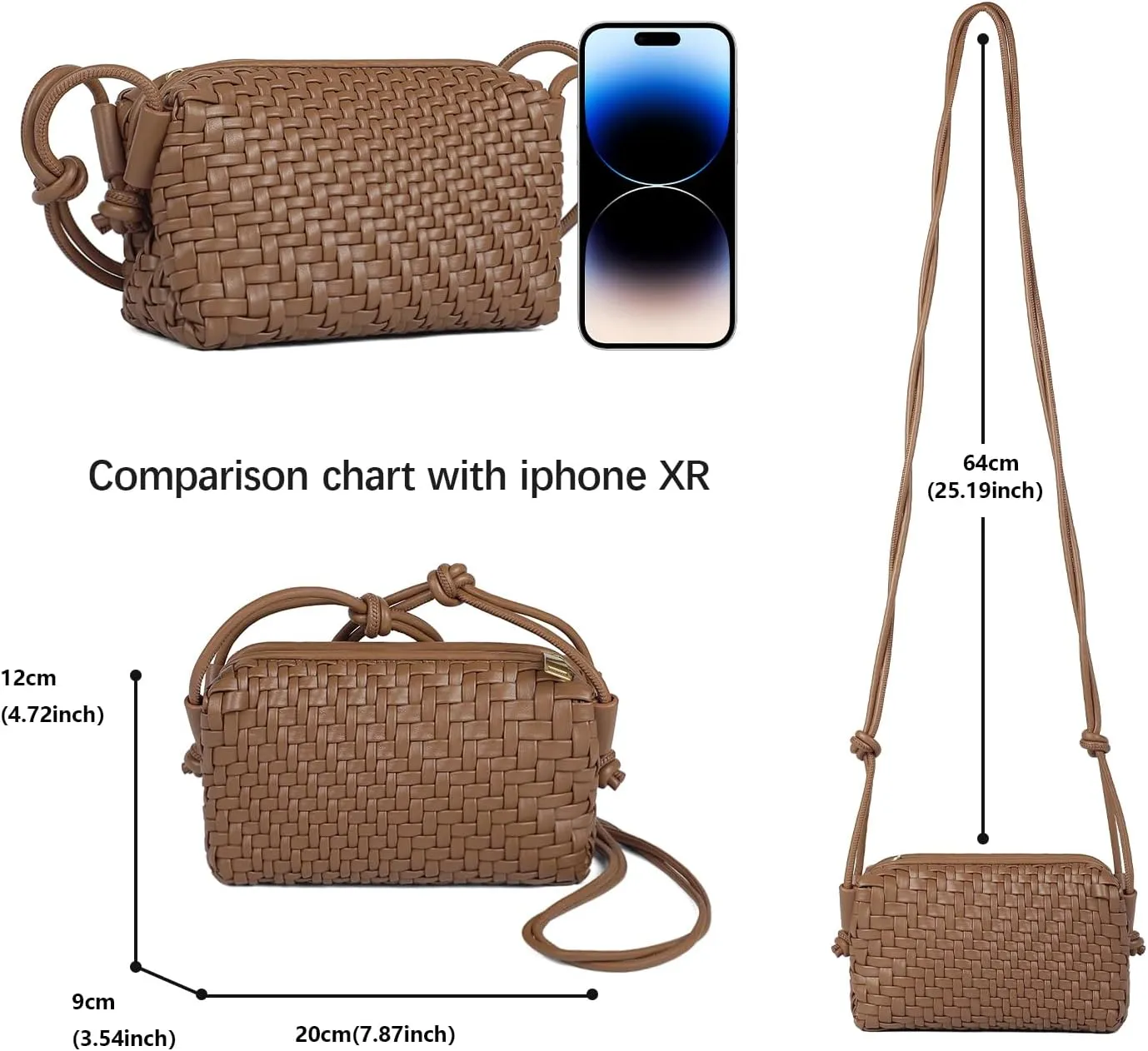Handwoven Crossbody Bag for Women, Shoulder Purse with Adjustable Strap Lightweight Summer Festival Bag Gift