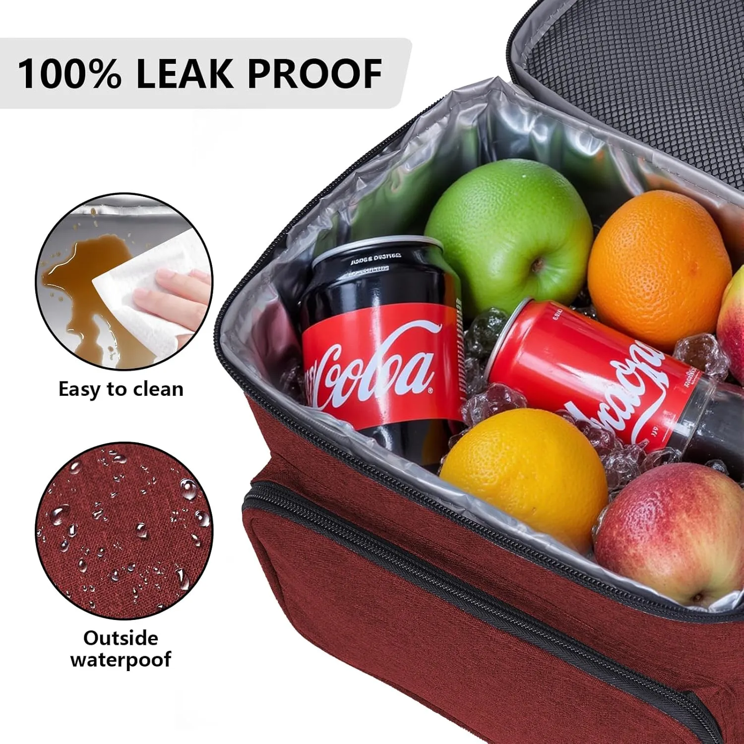 HAOMUK Lunch Box for Men Women, Insulated Lunch Bag for Adult Small Reusable Leakproof LunchBox for Work Office Picnic Beach Soft Cooler Bag with Adjustable Shoulder Strap (Red)