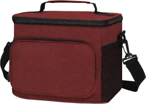 HAOMUK Lunch Box for Men Women, Insulated Lunch Bag for Adult Small Reusable Leakproof LunchBox for Work Office Picnic Beach Soft Cooler Bag with Adjustable Shoulder Strap (Red)