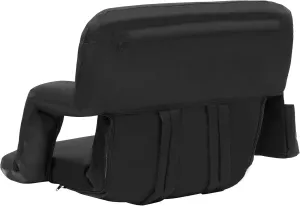 Happybuy Stadium Seat with Back Support, Folding Padded Bleacher Chair, Portable Reclining Cushion with Hook Pocket Cupholder for Sports, Beach, Camping, Concert