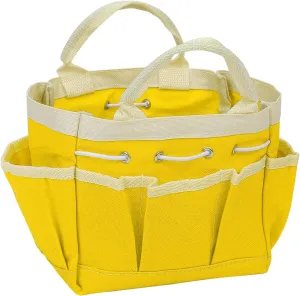 HARFINGTON Small Garden Tool Bag 7.5" x 4" x 5" Oxford Waterproof with Pockets Garden Tote Bag Gardening Plant Tool Organizer Storage Carrier Store for Outdoor Children, Yellow