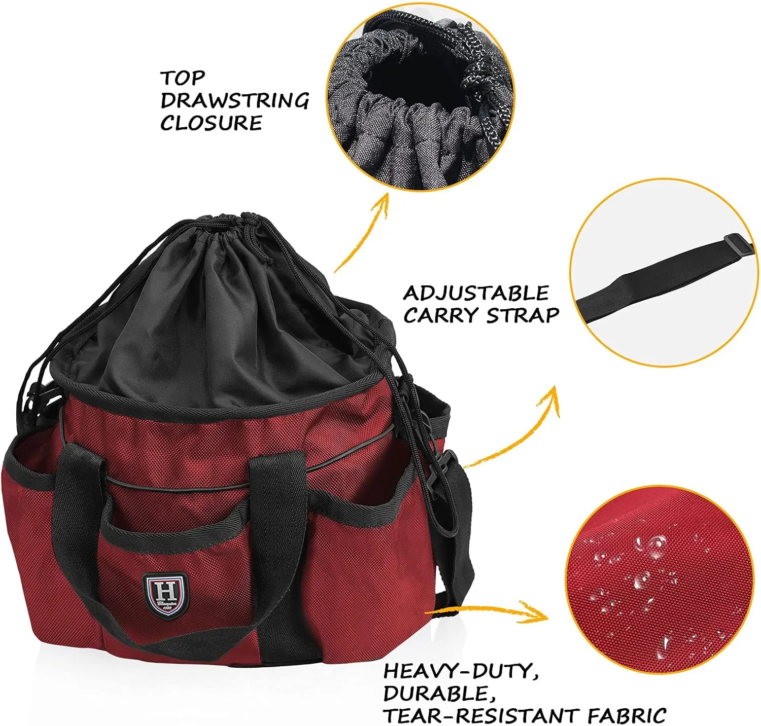 Harrison Howard Premium Multipurpose Durable Horse Grooming Organizer Bag Cleaning Supply Tote Bag-Ruby Red