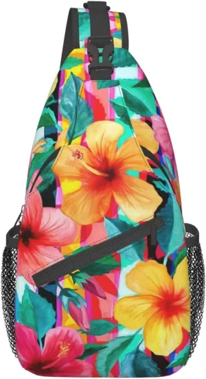 Hawaii Hawaiian Sling Bag,Multipurpose Crossbody Backpack Shoulder Chest Bag for Women Men Travel Hiking Daypack