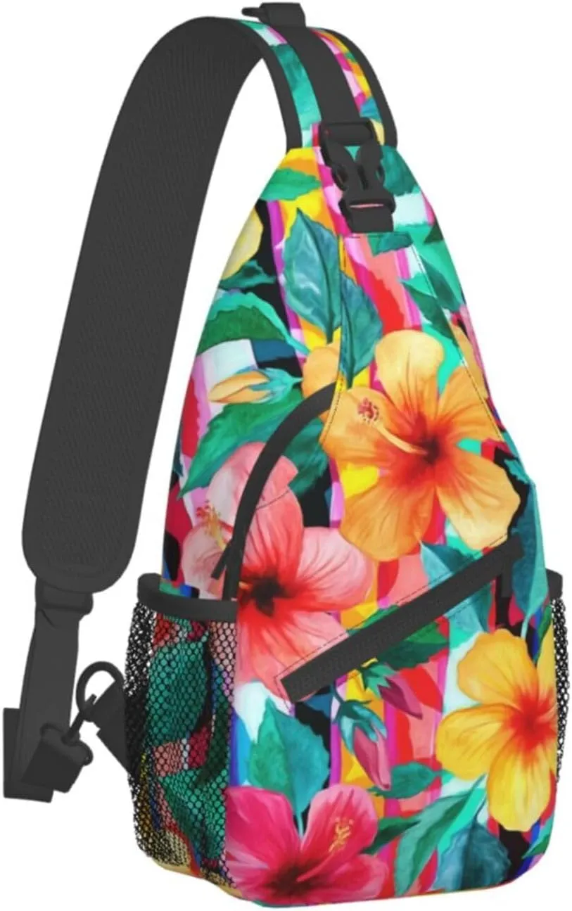 Hawaii Hawaiian Sling Bag,Multipurpose Crossbody Backpack Shoulder Chest Bag for Women Men Travel Hiking Daypack