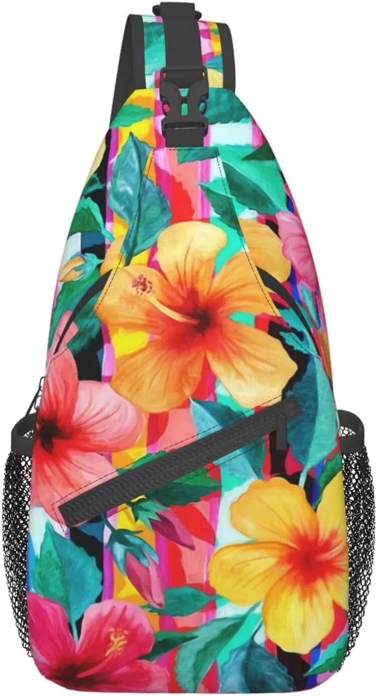 Hawaii Hawaiian Sling Bag,Multipurpose Crossbody Backpack Shoulder Chest Bag for Women Men Travel Hiking Daypack