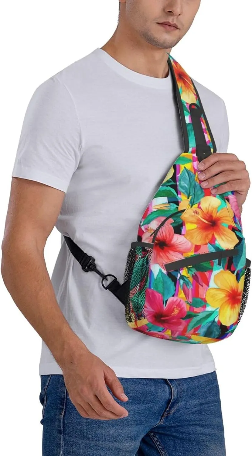 Hawaii Hawaiian Sling Bag,Multipurpose Crossbody Backpack Shoulder Chest Bag for Women Men Travel Hiking Daypack