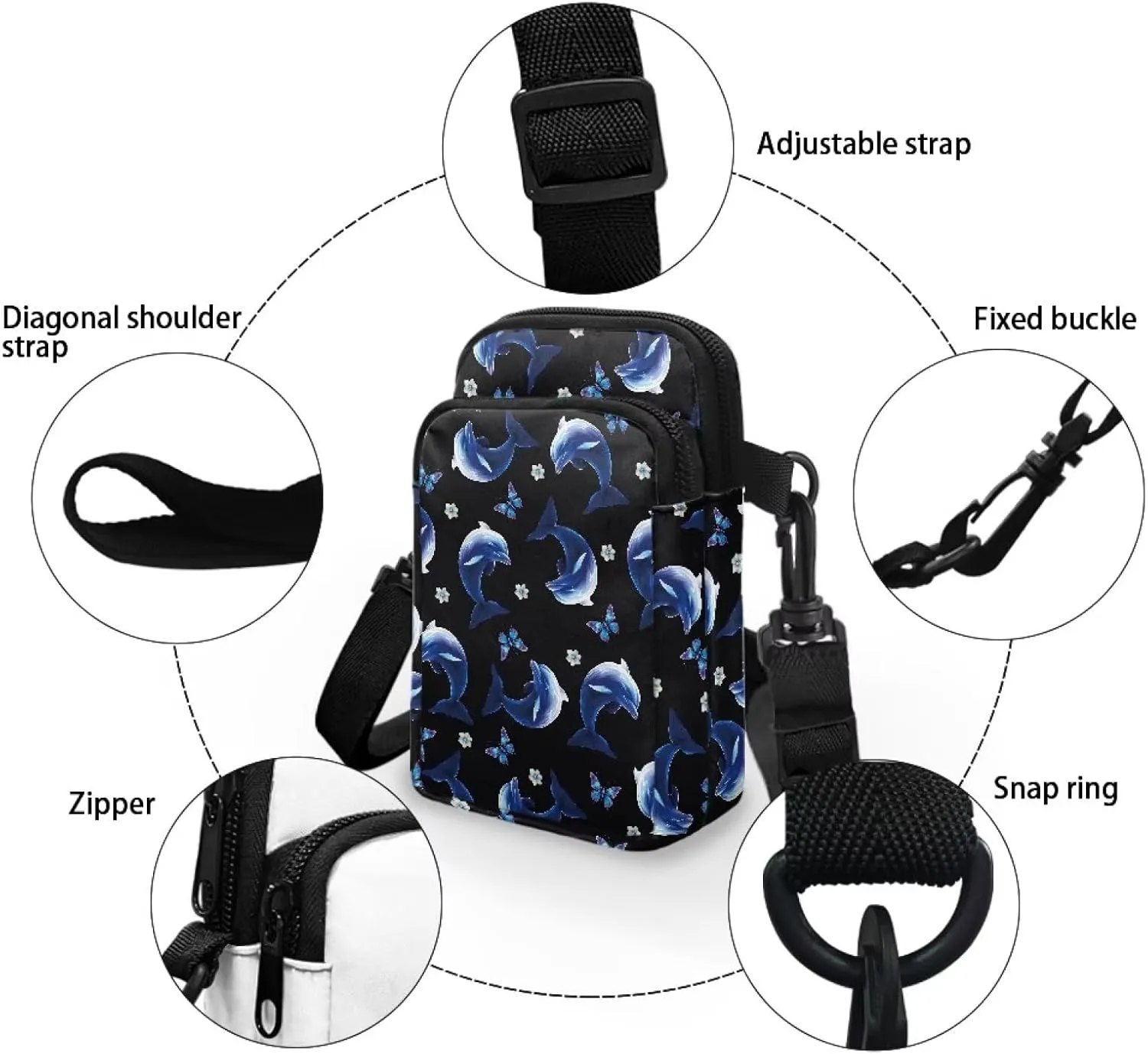 Hawaiian Tribal Small Crossbody Bags for Women Cell Phone Bag Purse, Sea Turtle Zipper Sling Purses Shoulder Bag