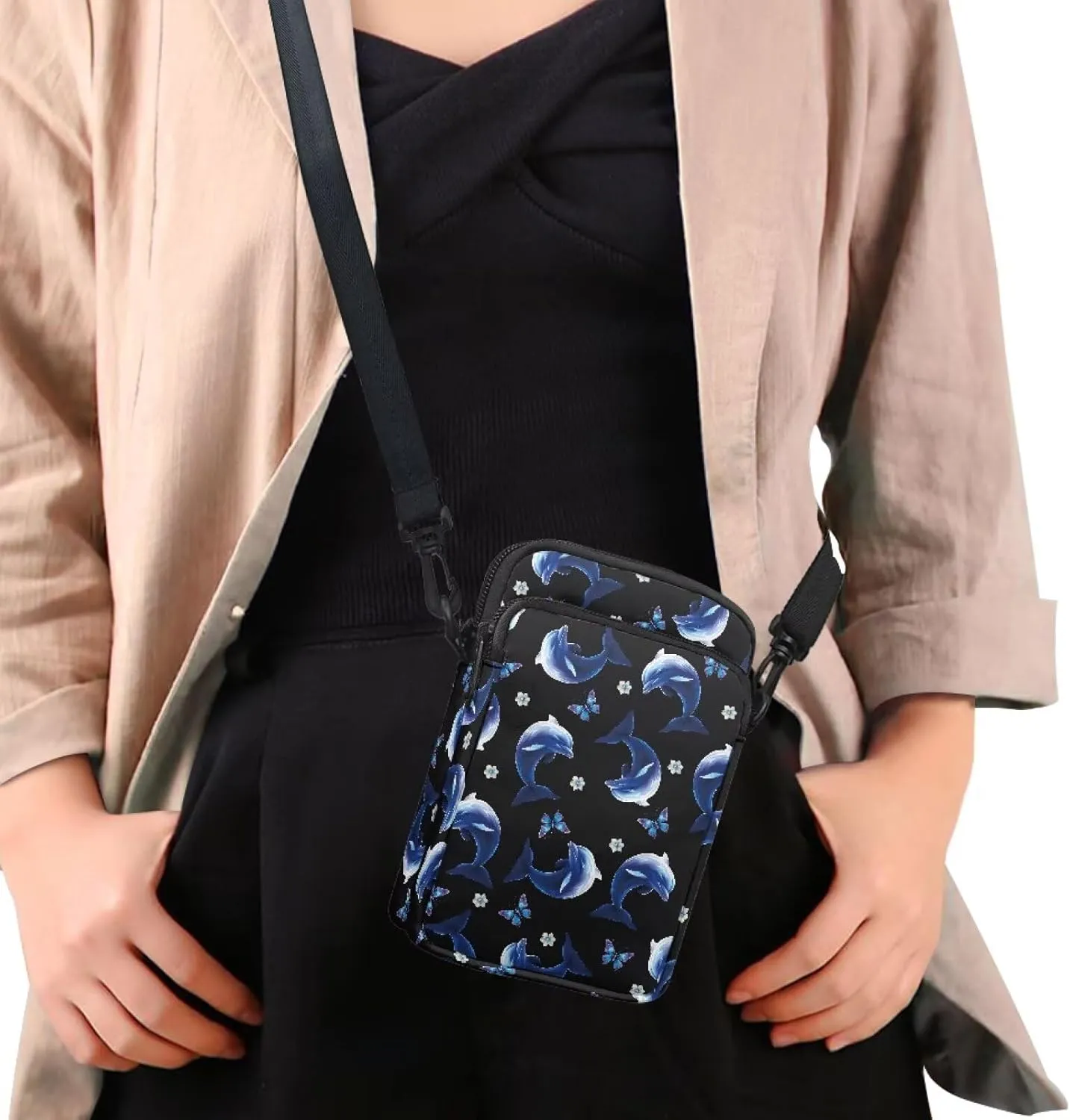 Hawaiian Tribal Small Crossbody Bags for Women Cell Phone Bag Purse, Sea Turtle Zipper Sling Purses Shoulder Bag