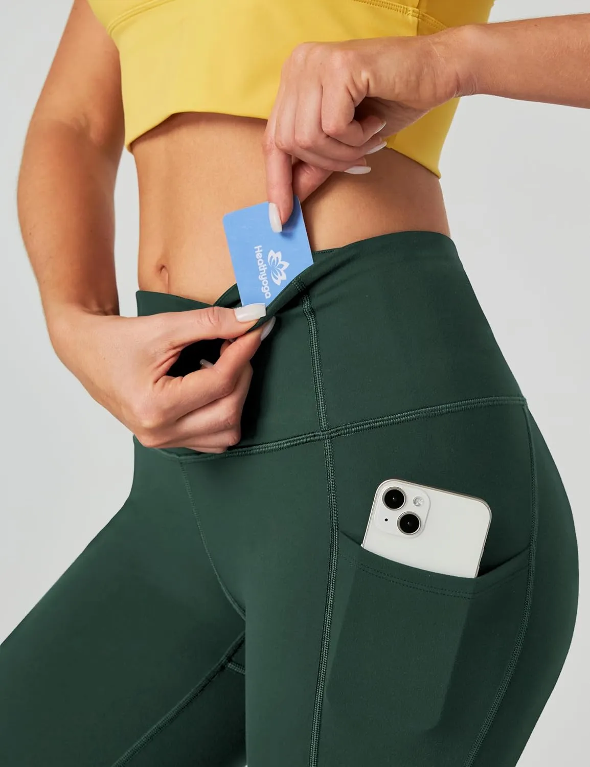 Heathyoga Capri Leggings for Women High Waisted Capri Leggings with Pockets for Women Tummy Control Yoga Pants Women