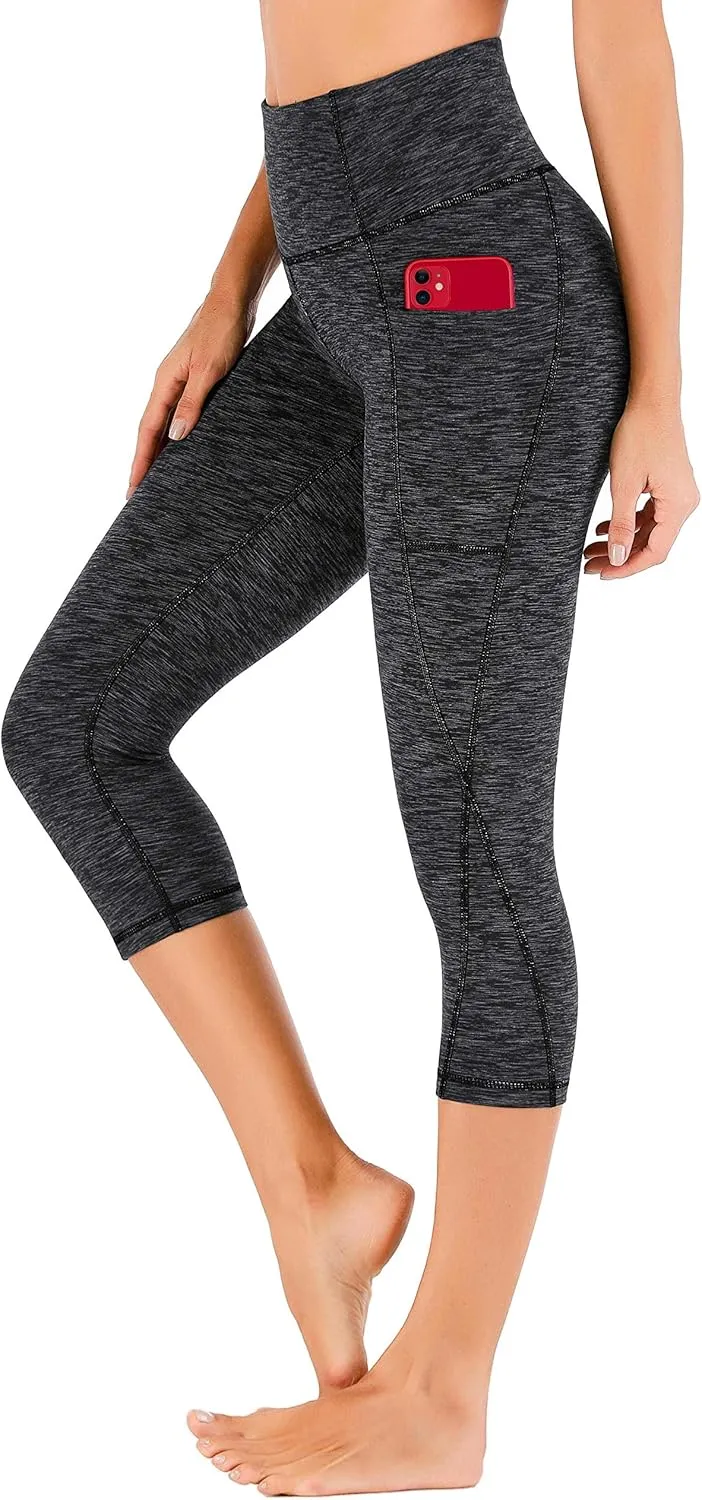 Heathyoga Capri Leggings for Women High Waisted Capri Leggings with Pockets for Women Tummy Control Yoga Pants Women