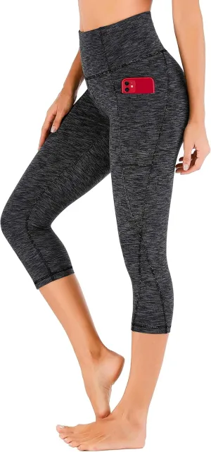 Heathyoga Capri Leggings for Women High Waisted Capri Leggings with Pockets for Women Tummy Control Yoga Pants Women