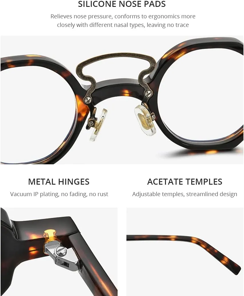 HEPIDEM Acetate Glasses Frame Men,Round Optical Eyeglasses Women Vintage Retro Eyewear 9153