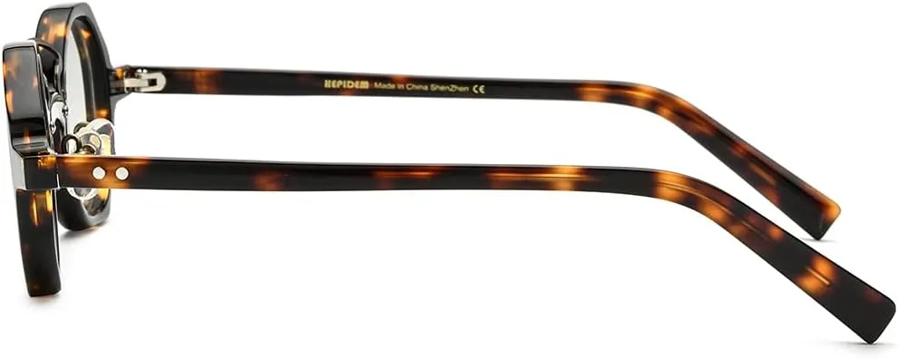 HEPIDEM Acetate Glasses Frame Men,Round Optical Eyeglasses Women Vintage Retro Eyewear 9153
