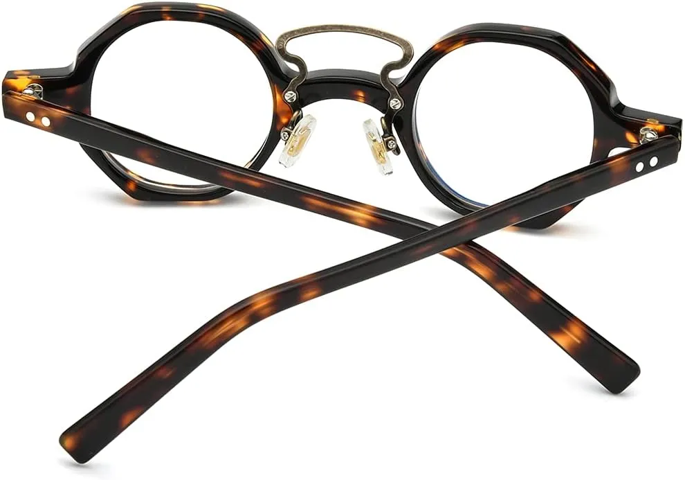HEPIDEM Acetate Glasses Frame Men,Round Optical Eyeglasses Women Vintage Retro Eyewear 9153