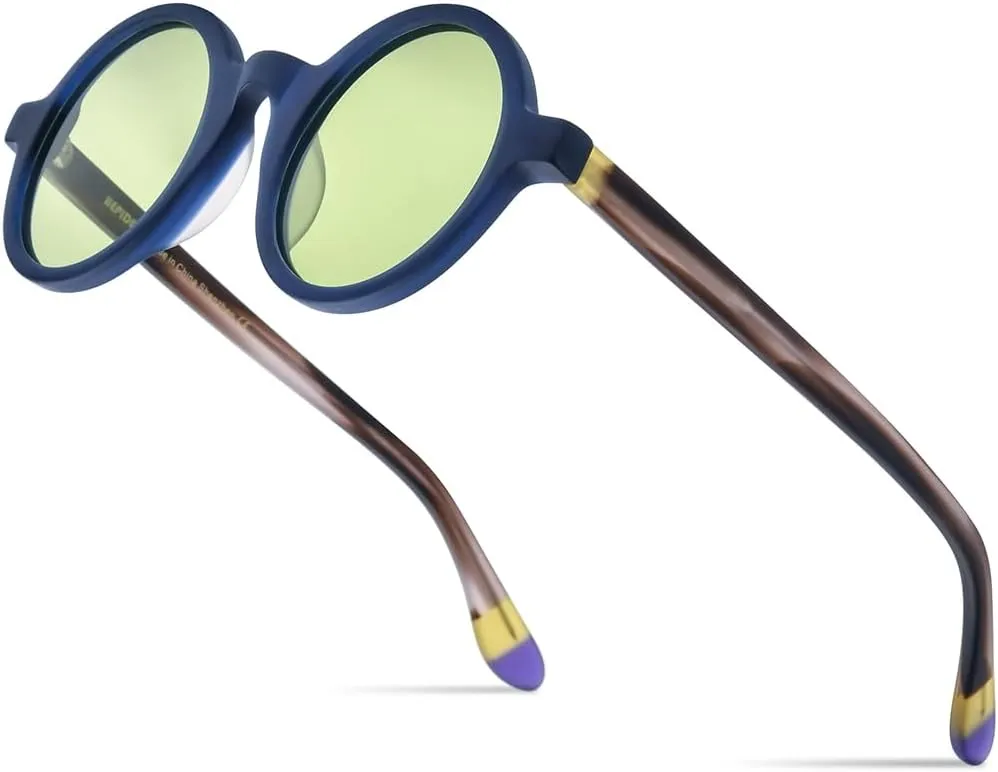 HEPIDEM Matte Acetate Vintage Retro Round Polarized Sunglasses for Women 9270T