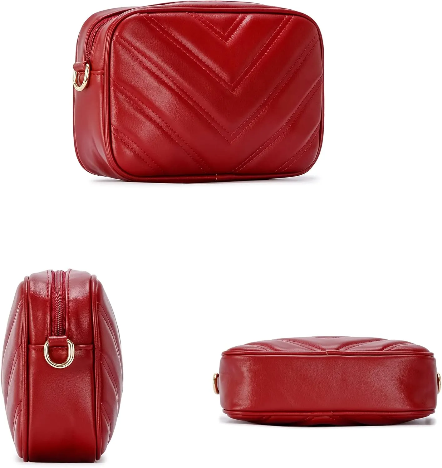 Herald Chevron Quilted Small Crossbody Bag with Coin Purse Pouch, Women Square Camera Side Shoulder 2 Size Handbags