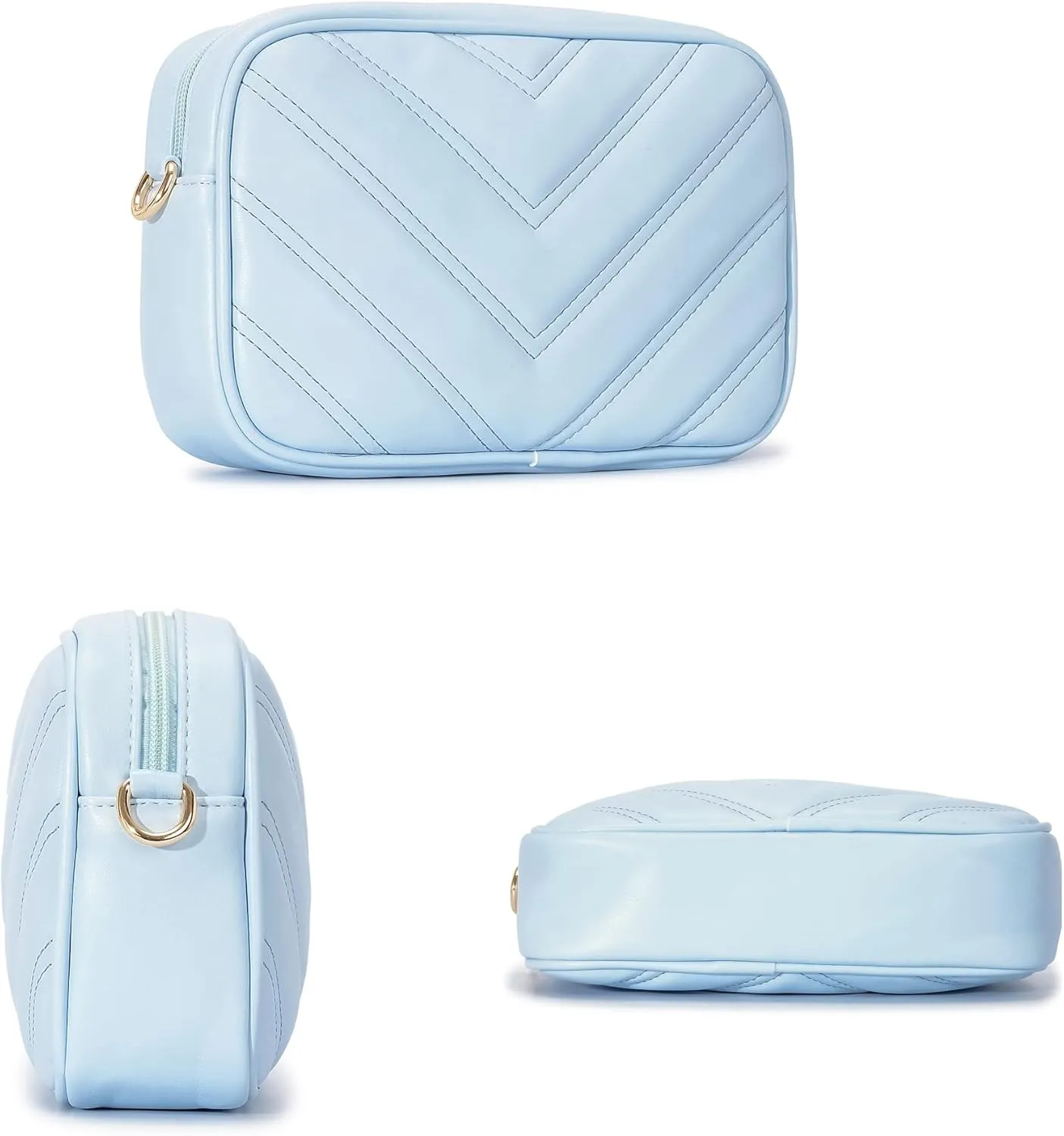 Herald Chevron Quilted Small Crossbody Bag with Coin Purse Pouch, Women Square Camera Side Shoulder 2 Size Handbags