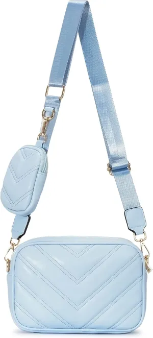 Herald Chevron Quilted Small Crossbody Bag with Coin Purse Pouch, Women Square Camera Side Shoulder 2 Size Handbags