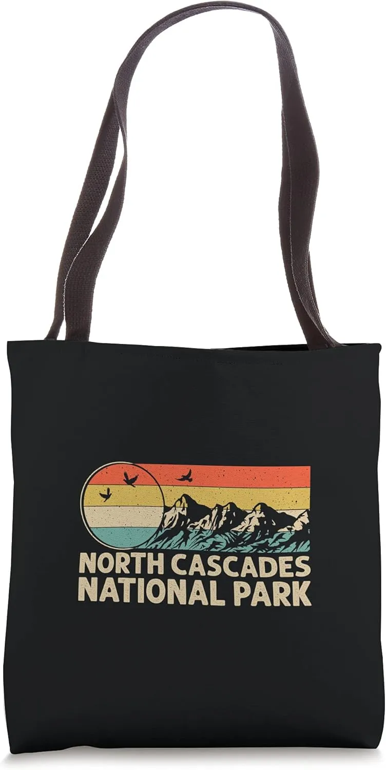 Hiking & Camping Lover Retro North Cascades National Park Tote Bag