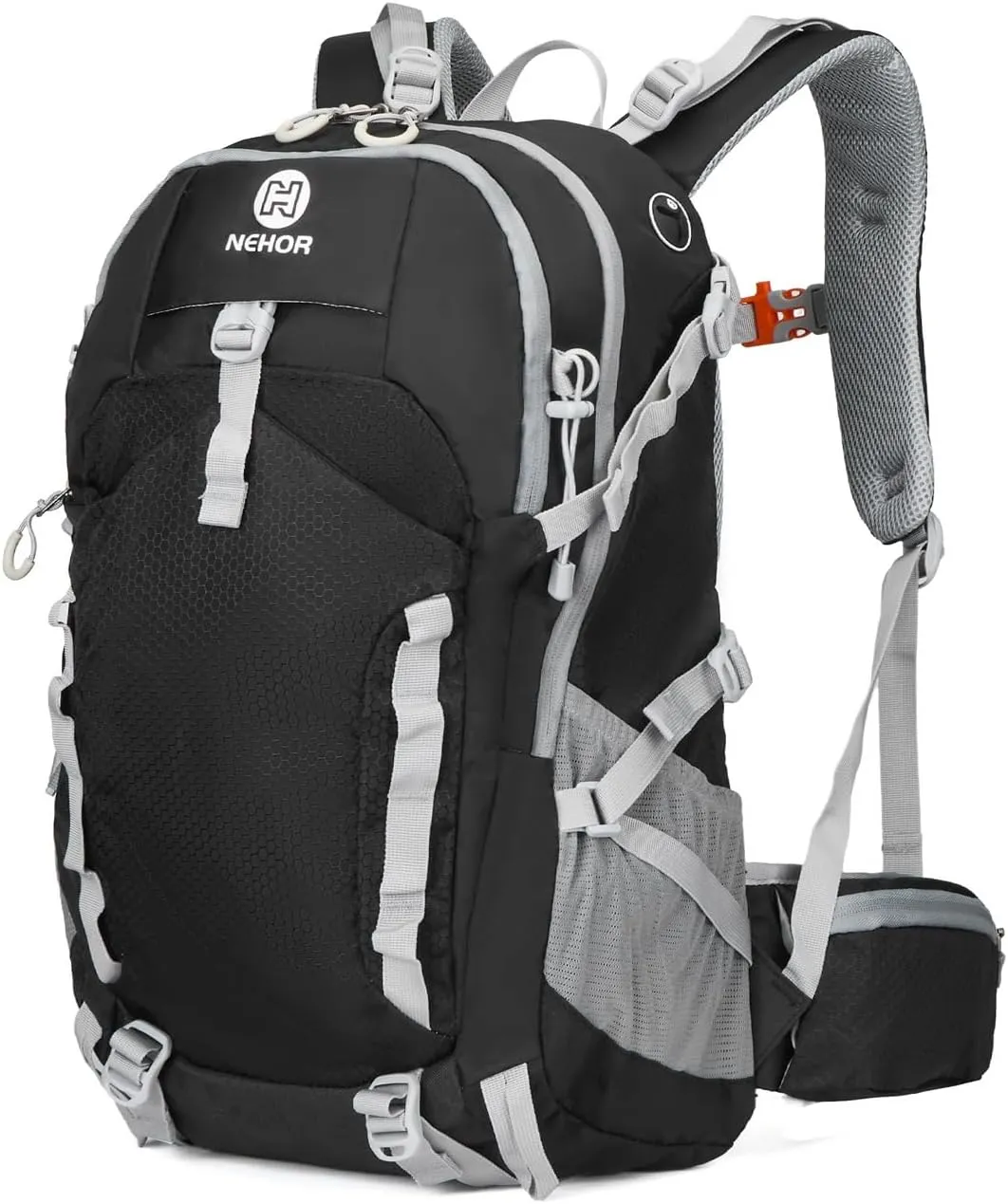 Hiking Backpack, 40L Lightweight Camping Backpack with Rain Cover, Water Resistant Large Hiking Bag Outdoor Travel Daypack for Men Women, Black