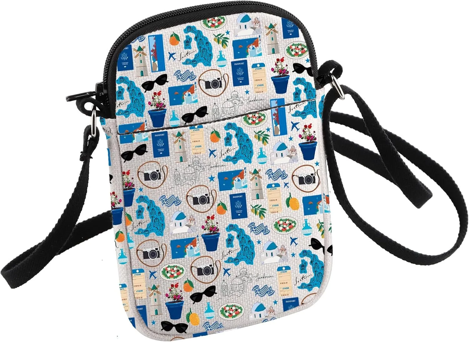 HOLLP Greece Crossbody Bag Santorini Travel Gift Greek Vacation Small Sling Bag Wanderlust Gift