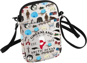 HOLLP Greenland Map Crossbody Bag Greenland Travel Gift Greenland Pride Small Sling Bag Greenland Souvenirs Gifts