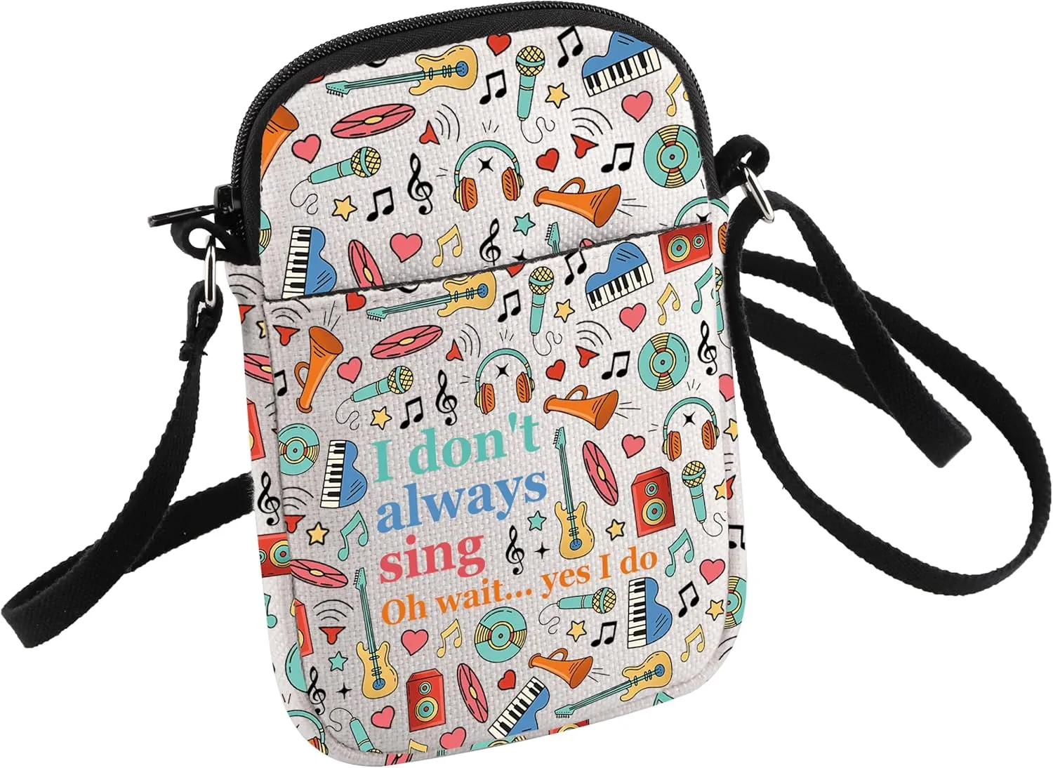 HOLLP I Don't Always Sing Oh Wait Yes I Do Crossbody Bag Funny Singer Gift Music Lover Gift Singing Karaoke Gift