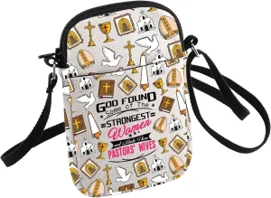 HOLLP Pastors Wife Crossbody Bag Religious Gift God Found Strongest Women and Made Them Pastors Wives Small Sling Bag