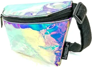 Holographic Fanny Pack for Men Girls Neon Fanny Pack Women Essentials Rave Accessories Cute Fanny Packs for Women Fashionable Iridescent Festival Bag Fashion Waist Retro 80s 90s (83248)