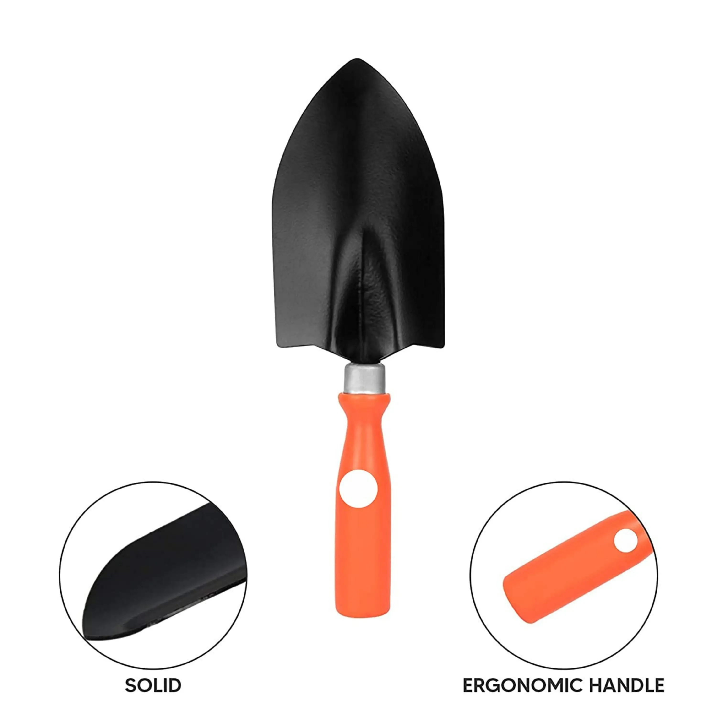 Homdum 3 Piece Garden Tools Set of Hand Cultivator, Small Trowel & Garden Fork for Home Gardening with Long PVC Handle & Big Spade to Remove Grass dig Soil.