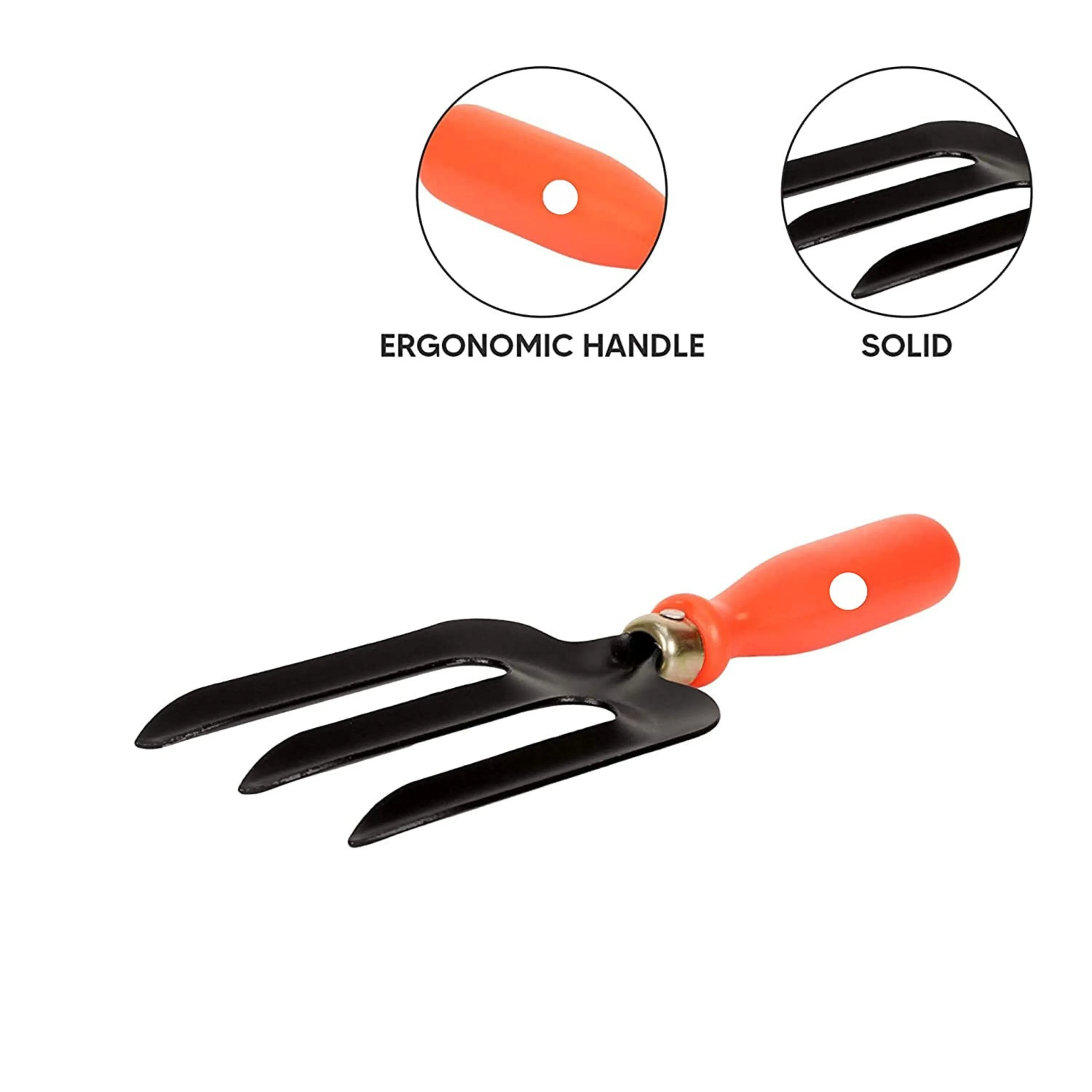 Homdum 3 Piece Garden Tools Set of Hand Cultivator, Small Trowel & Garden Fork for Home Gardening with Long PVC Handle & Big Spade to Remove Grass dig Soil.