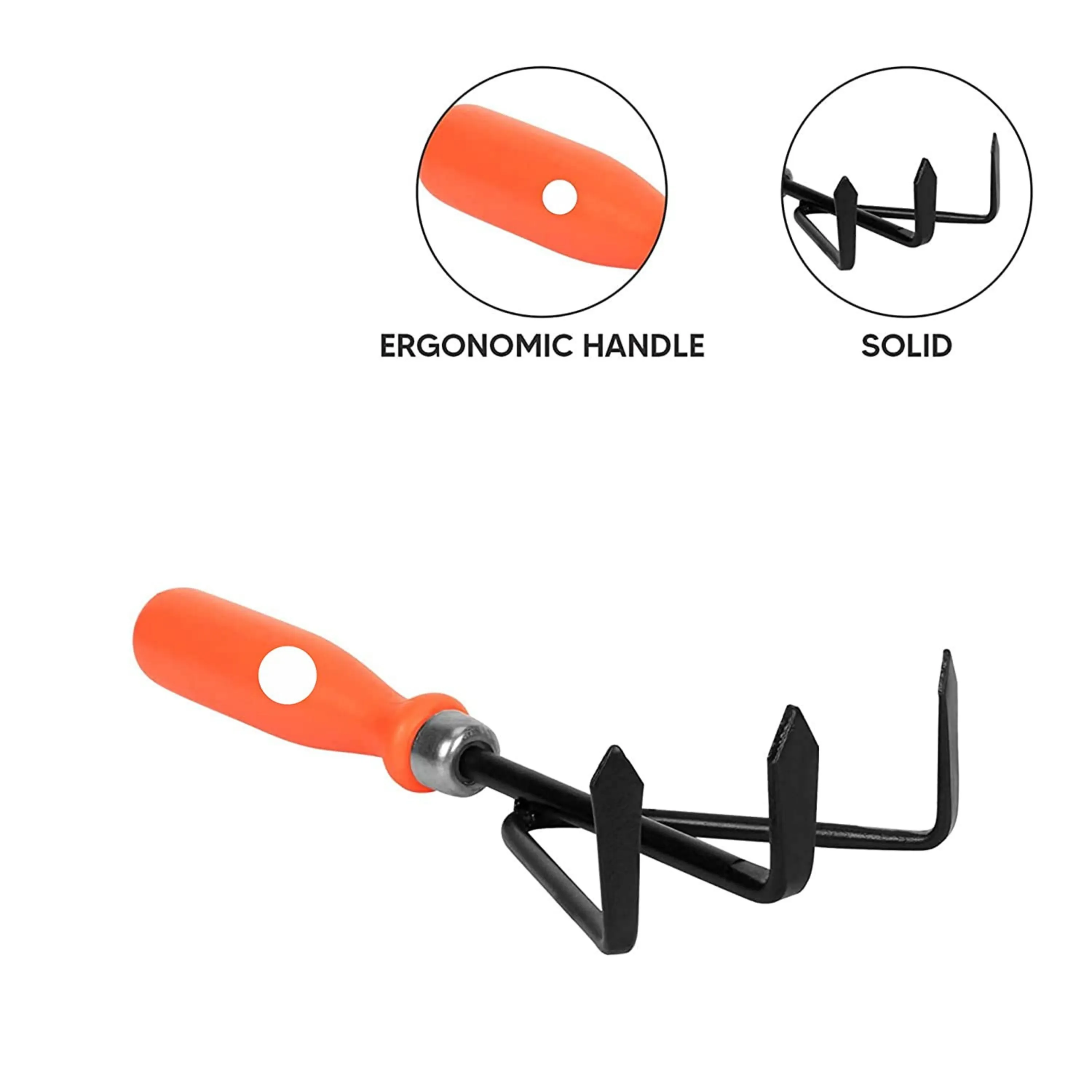 Homdum 3 Piece Garden Tools Set of Hand Cultivator, Small Trowel & Garden Fork for Home Gardening with Long PVC Handle & Big Spade to Remove Grass dig Soil.