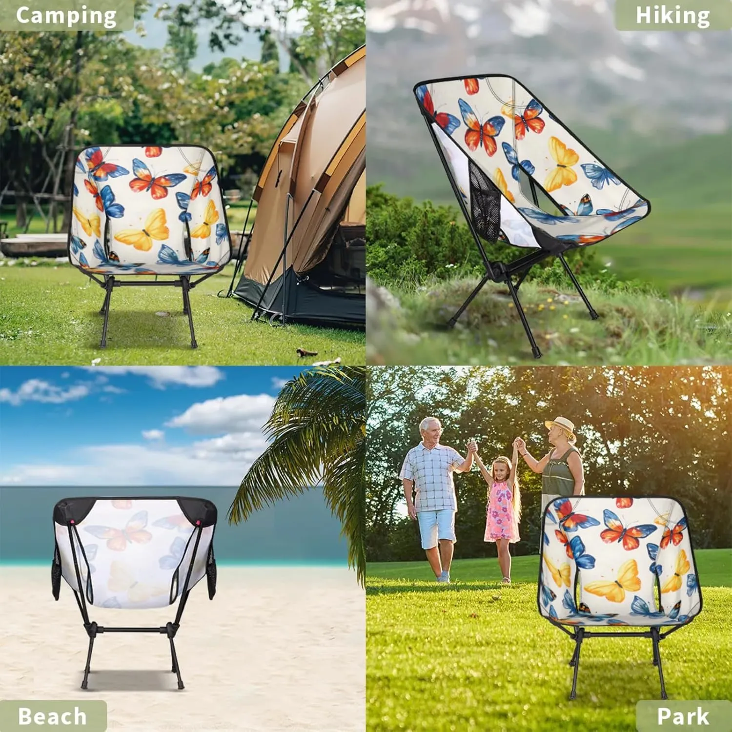 Honeybaby Folding Camping Chair Butterfly Dancing Camping Chairs Lightweight Portable Chair Outdoor Foldable Chairs for Camping Travel Picnic Beach Hiking