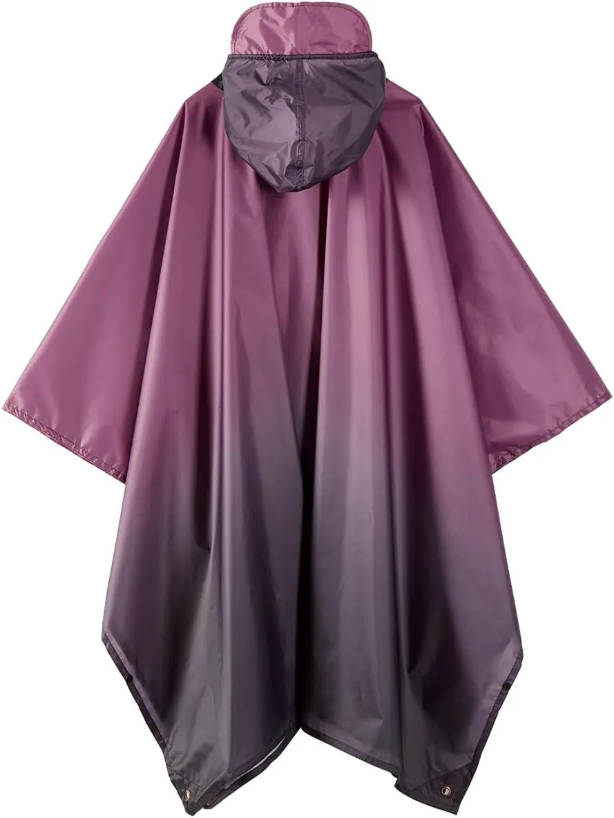 Hooded Rain Poncho for Adult, Waterproof Lightweight Raincoat for Hiking Camping